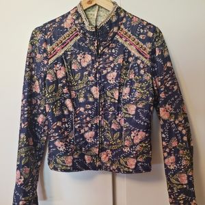 Free People cotton zip floral jacket